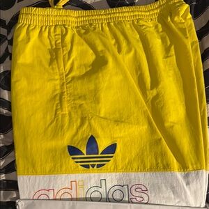 Adidas Yellow and Blue Athletic Shorts